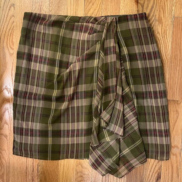 Ralph Lauren NWT Plaid Ruffle-Trim Georgette Skirt (Size 10) - Picture 8 of 9